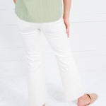 Kelsey Ecru High Rise Ankle Flare Raw Hem Jean Kut