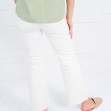 Kelsey Ecru High Rise Ankle Flare Raw Hem Jean Kut