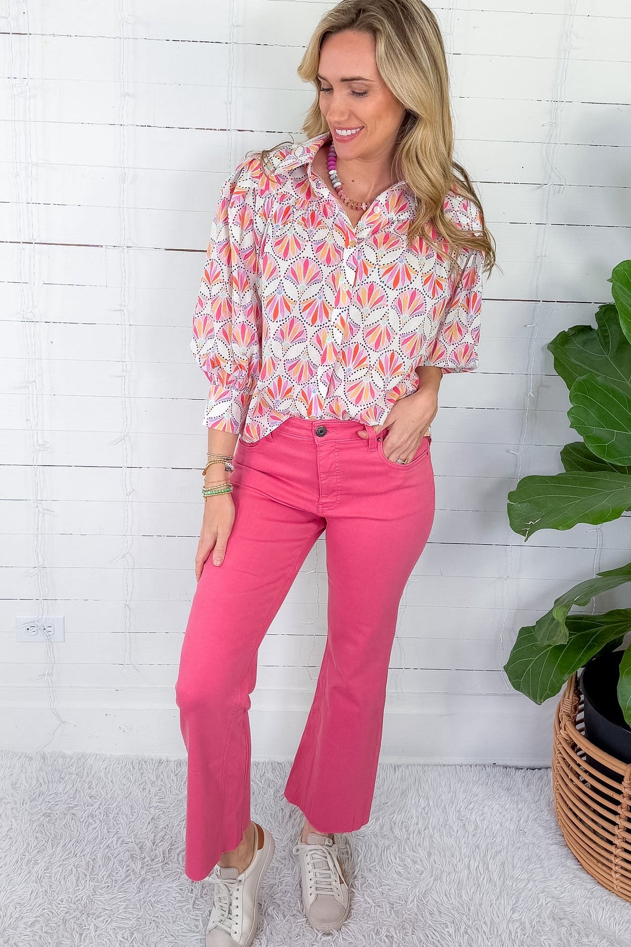 Kelsey Flamingo High Rise Ankle Flare Denim KUT