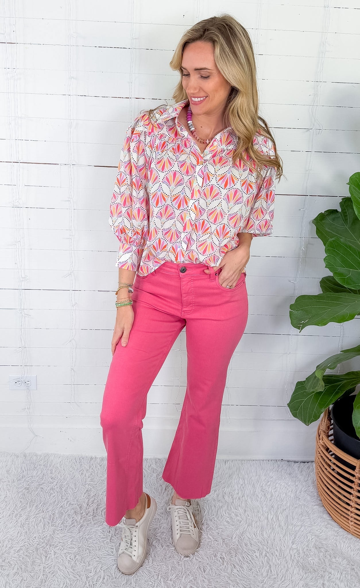 Kelsey Flamingo High Rise Ankle Flare Denim KUT