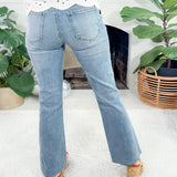 Kelsey Motivation Mid Rise Raw Hem Ankle Flare Jean KUT