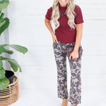 Kelsey Taupe Spotted High Rise Raw Hem Ankle Flare Jean Kut