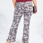 Kelsey Taupe Spotted High Rise Raw Hem Ankle Flare Jean Kut