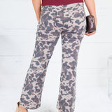Kelsey Taupe Spotted High Rise Raw Hem Ankle Flare Jean Kut