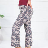 Kelsey Taupe Spotted High Rise Raw Hem Ankle Flare Jean Kut