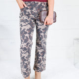 Kelsey Taupe Spotted High Rise Raw Hem Ankle Flare Jean Kut