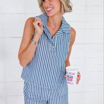 Kensey Indigo Stripe Top Velvet Heart