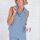 Kensey Indigo Stripe Top Velvet Heart