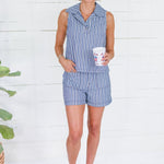 Kensey Indigo Stripe Top Velvet Heart