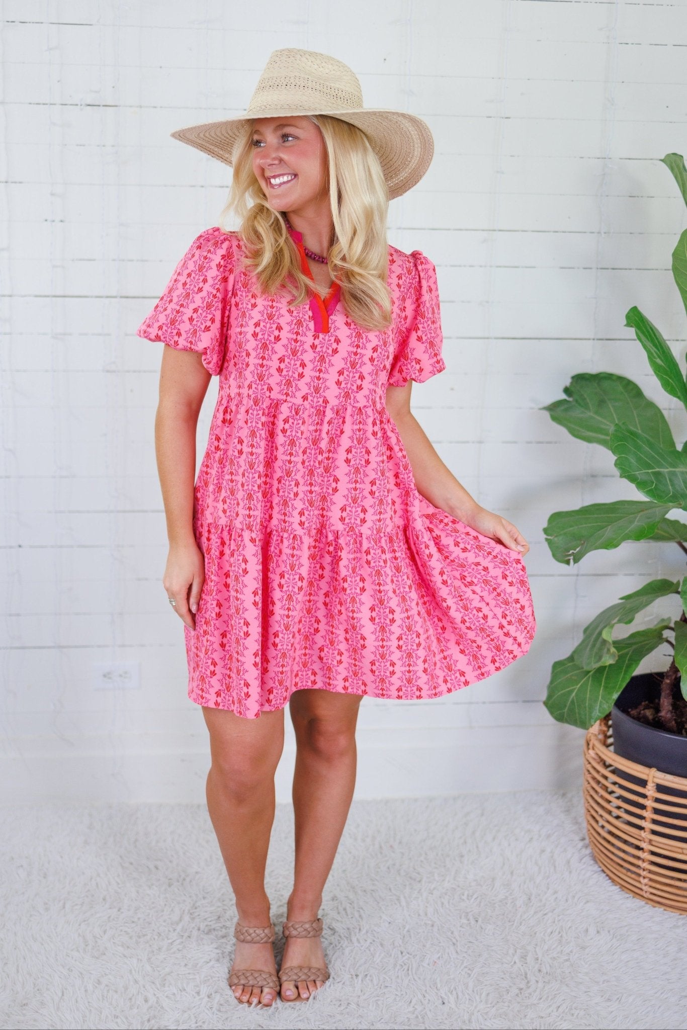 Kingsley Heirloom Vine Pink Mini Dress Mary Square