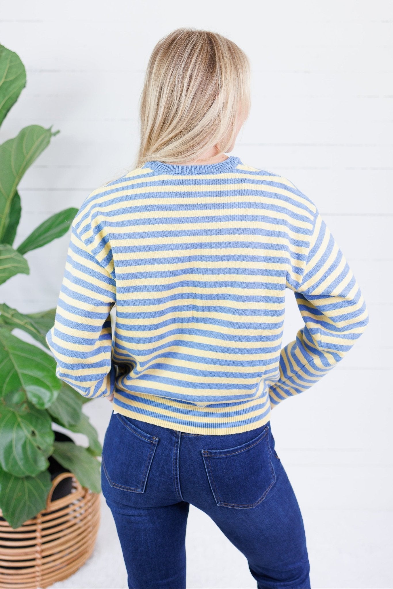Kinsley Blue + Yellow Stripe Sweater All Row