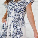 Klapp Navy + White Coral Dress BIGHIT FASHION 