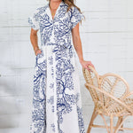 Klapp Navy + White Coral Dress BIGHIT FASHION 