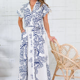 Klapp Navy + White Coral Dress BIGHIT FASHION 