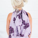 Kohl Grape Floral Halter Neck Bubble Hem Top Glam