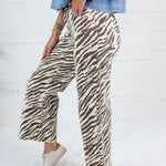 Kramer Ecru+ Brown Zebra Pants Entro
