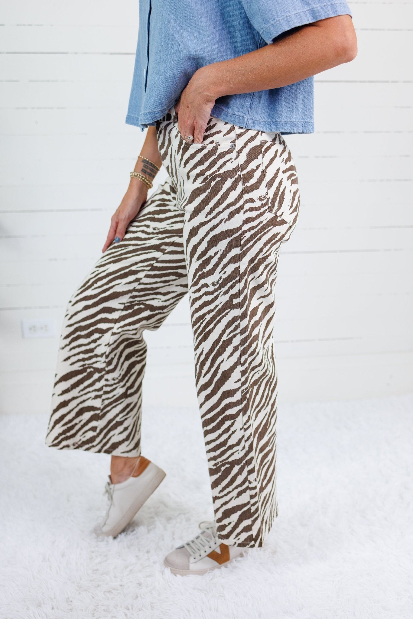 Kramer Ecru+ Brown Zebra Pants Entro