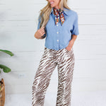 Kramer Ecru+ Brown Zebra Pants Entro