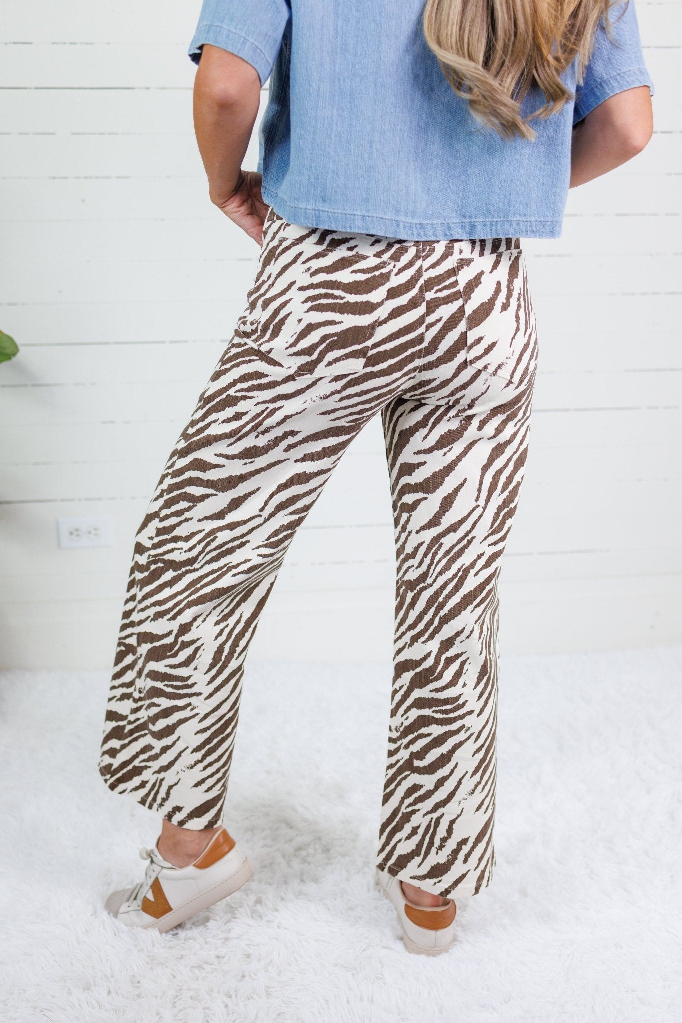 Kramer Ecru+ Brown Zebra Pants Entro