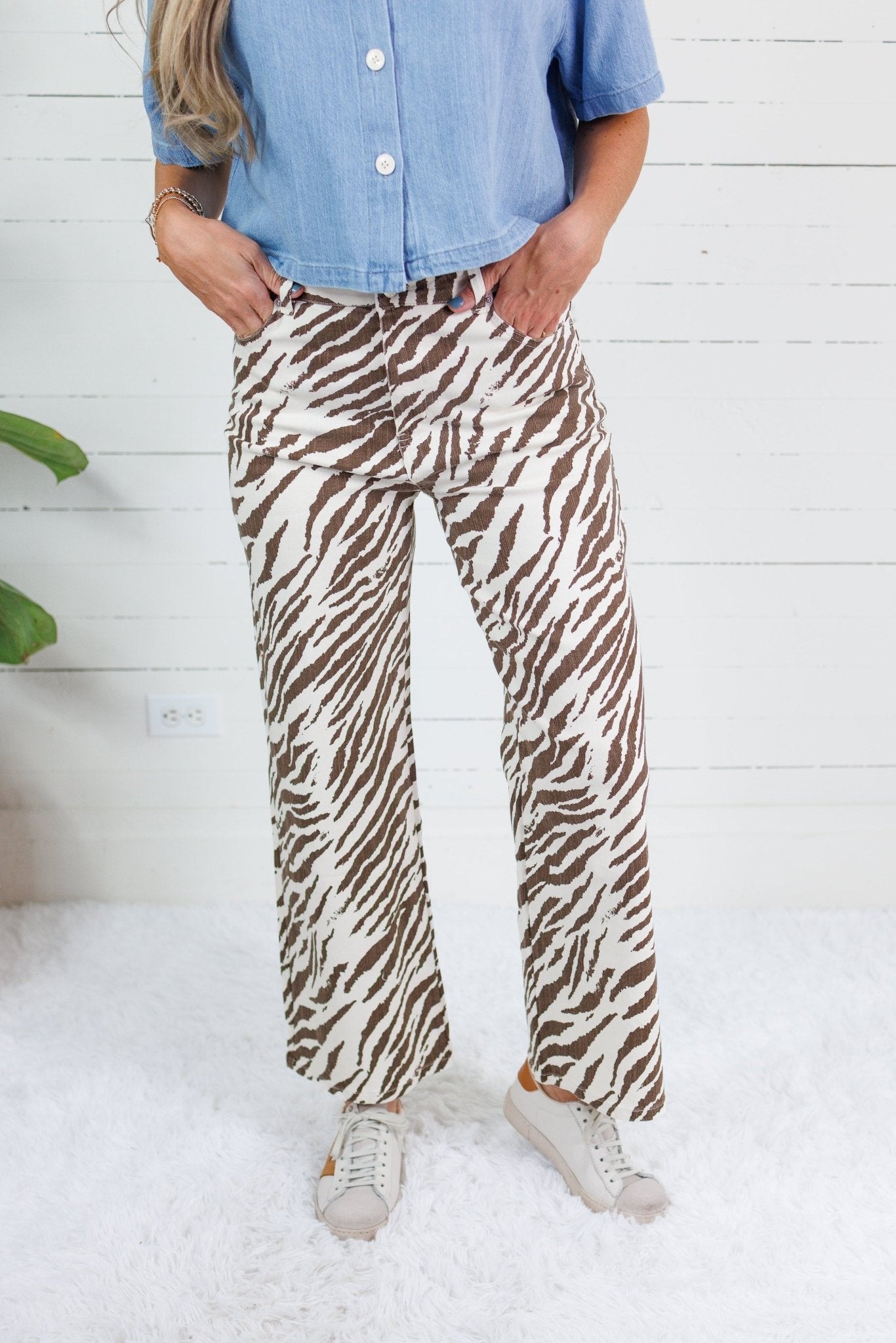 Kramer Ecru+ Brown Zebra Pants Entro