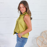 Tori Martini Olive Pleated Top