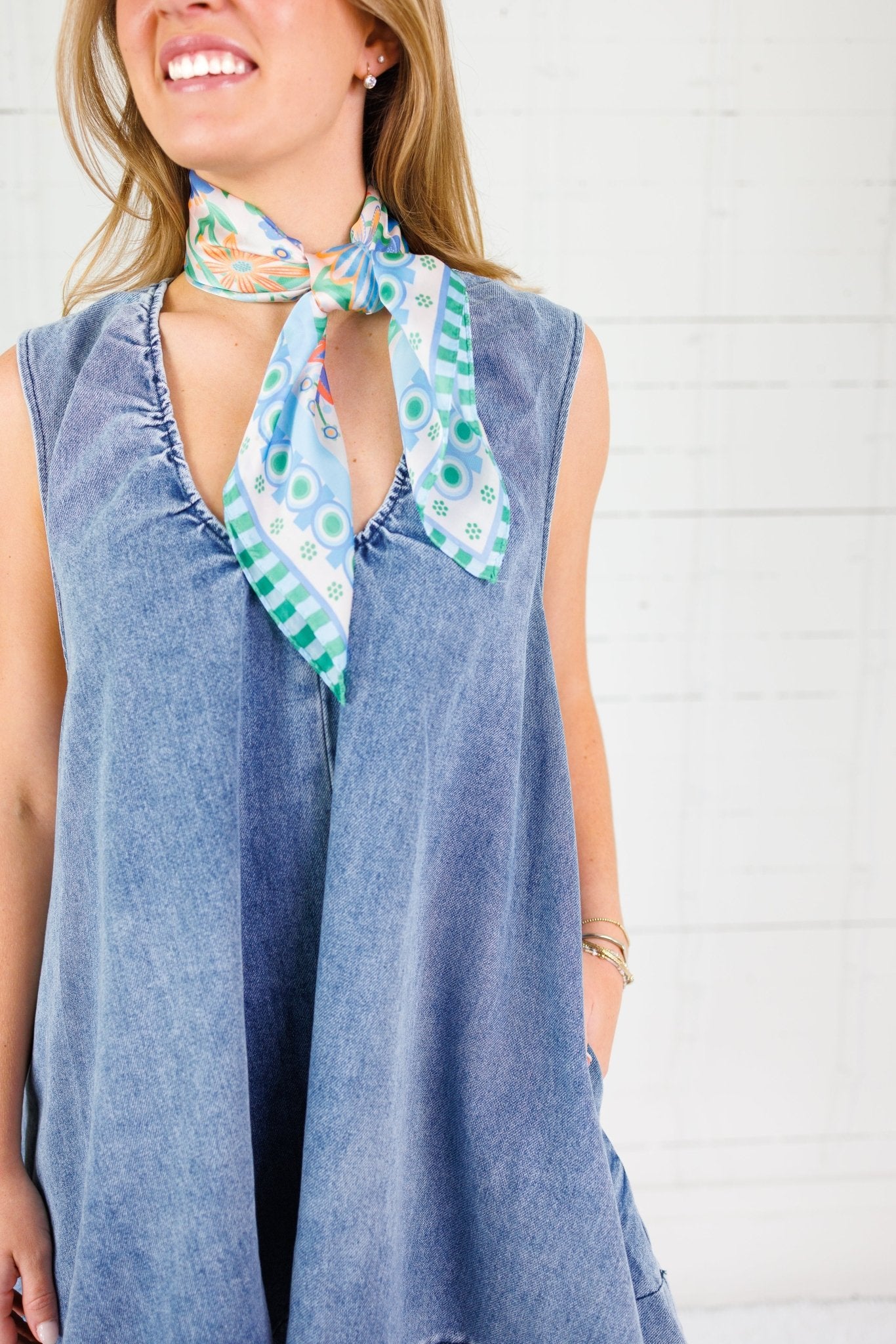 Kylie Denim Scoop Sleeveless Dress