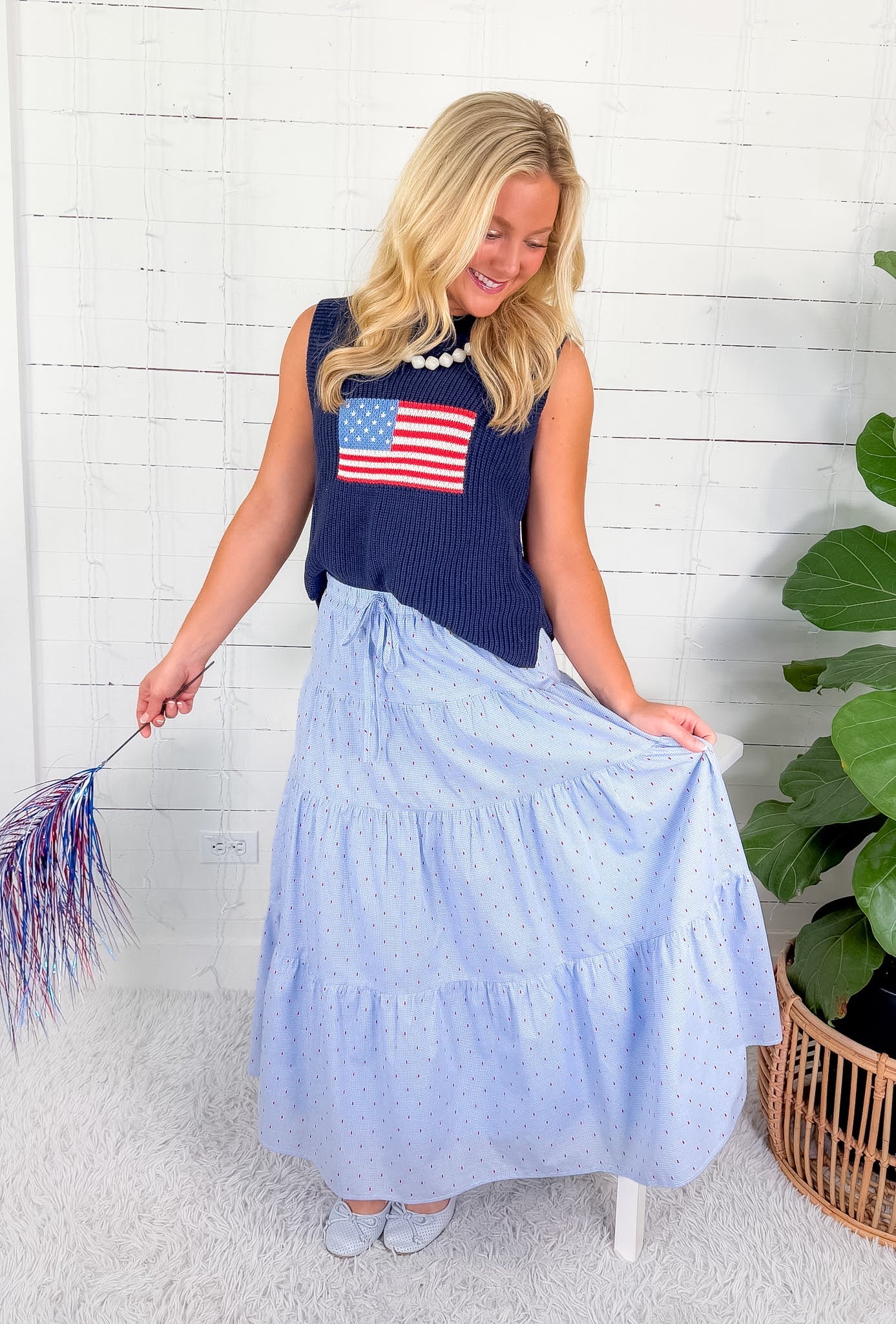 Land of Liberty Flag Sweater Buttermelon