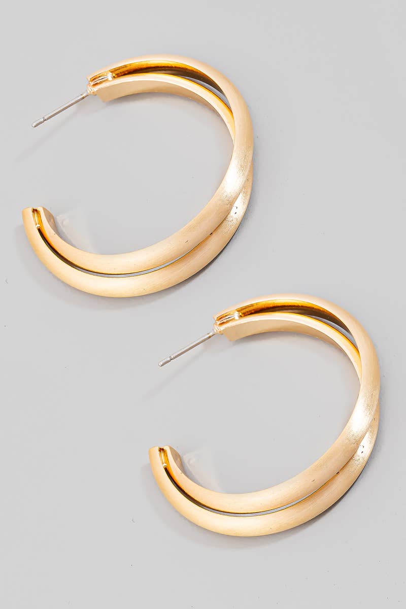 Large Layered Brushed Metallic Hoop Earrings - A3 Accessories - Jewelry - Earrings - Clover + Bee