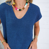 LaRussa Teal Cap Sleeve Sweater Be Cool
