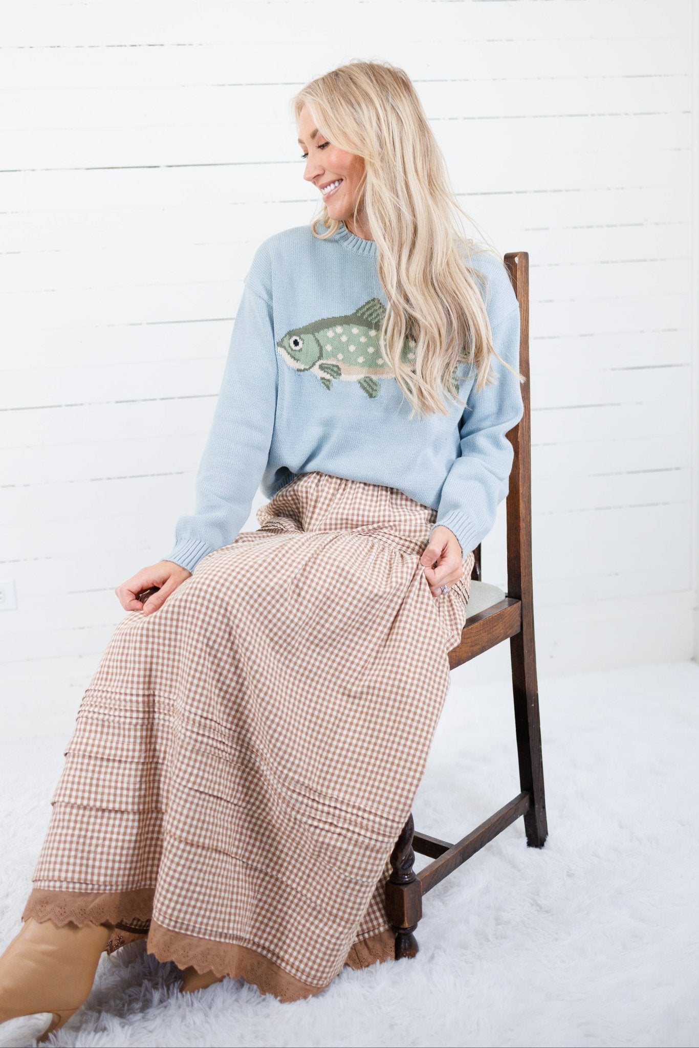 Laurel Dusty Blue Fish Sweater Wishlist