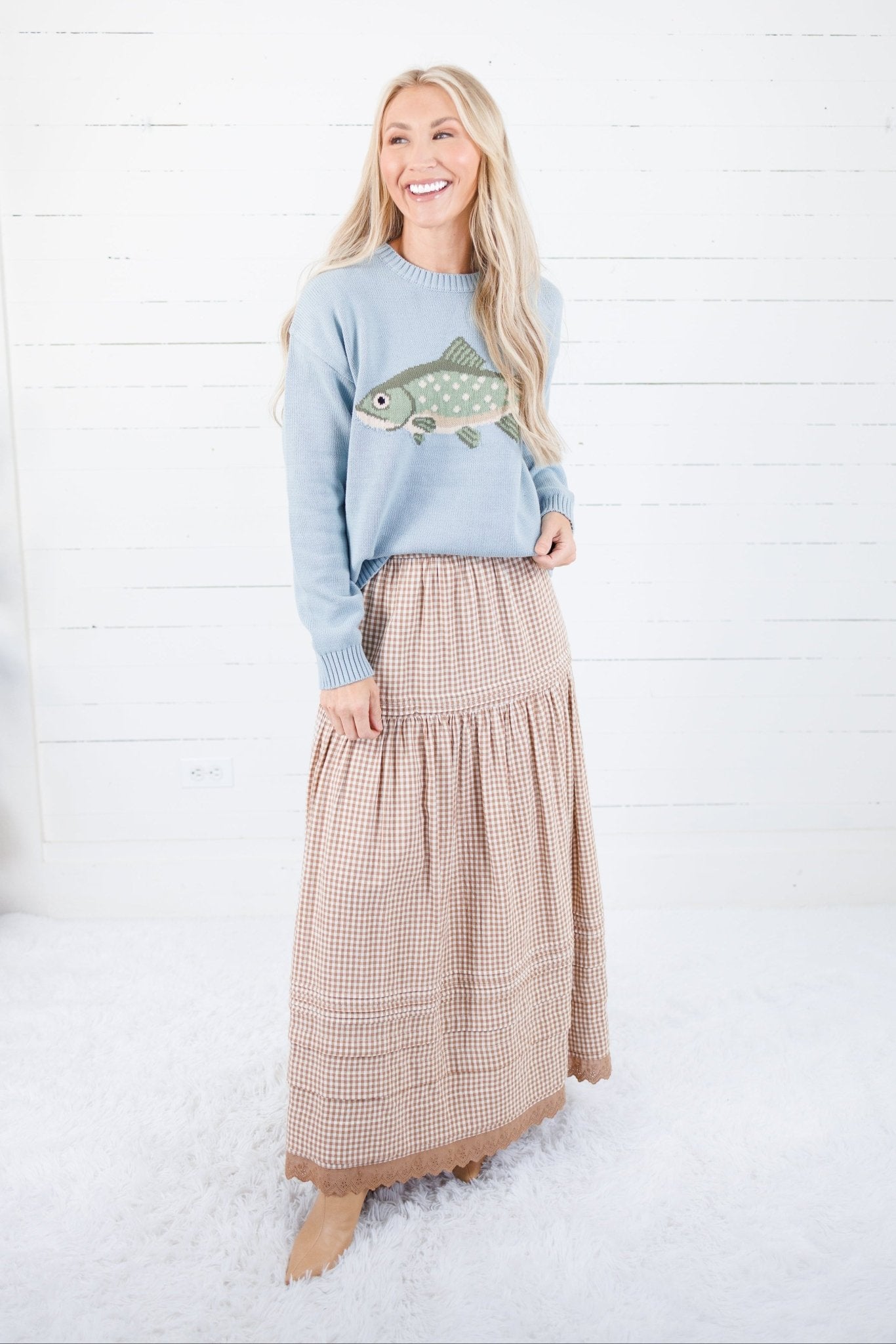 Laurel Dusty Blue Fish Sweater Wishlist