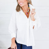 Lauren White Button Top Brad & Rena