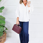 Lauren White Button Top Brad & Rena