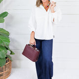 Lauren White Button Top Brad & Rena
