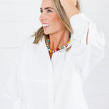 Lauren White Button Top Brad & Rena