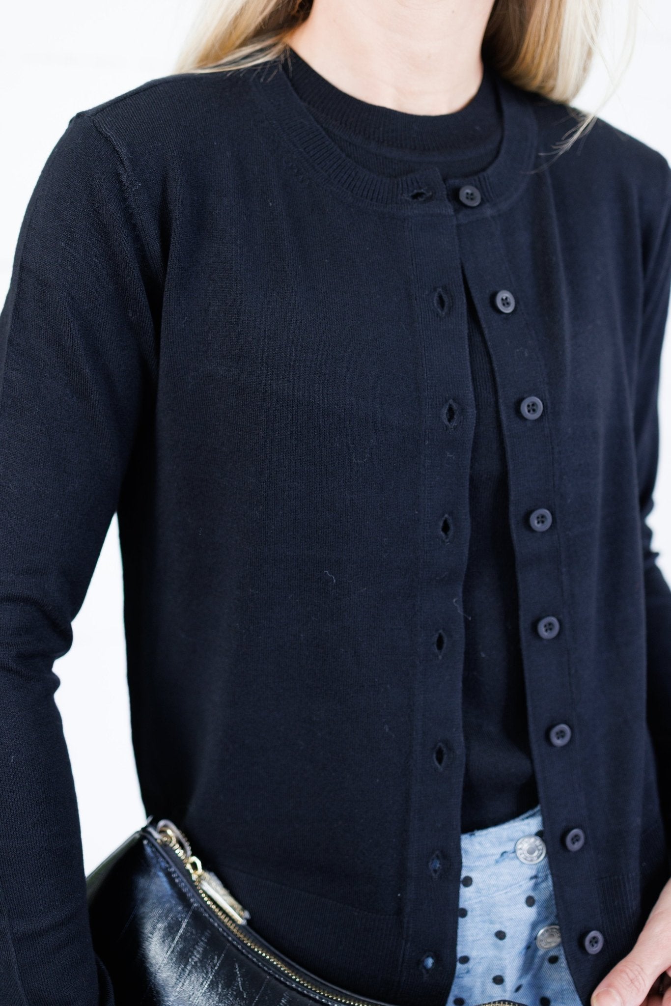 Leah Black Ultra Soft Crewneck Cardigan Be Cool
