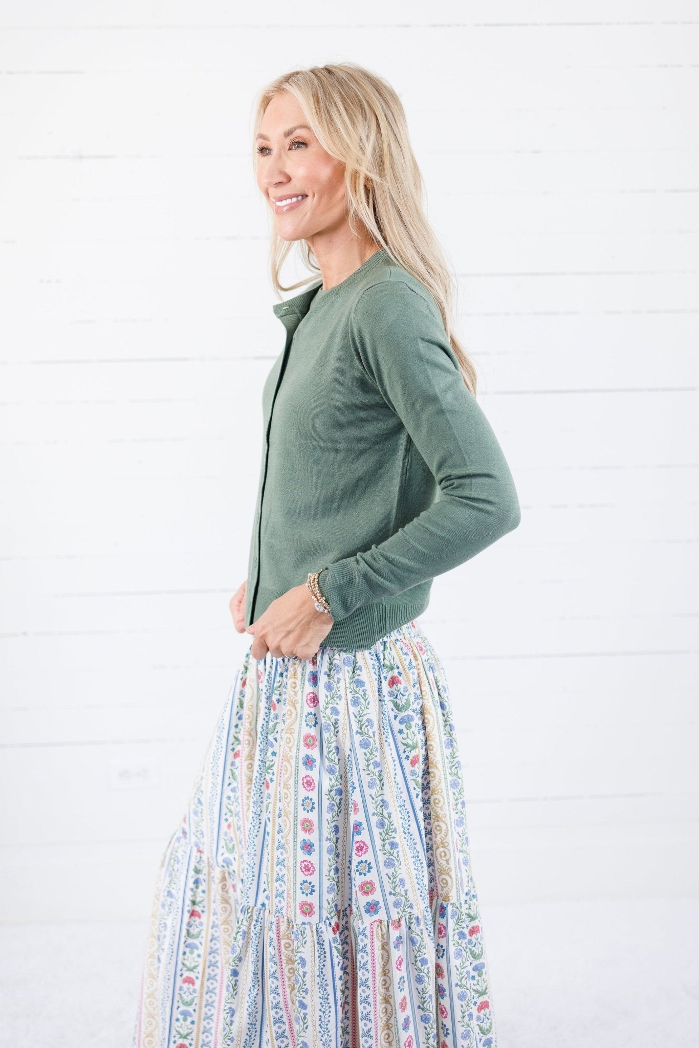 Leah Spruce Ultra Soft Crewneck Cardigan Be Cool