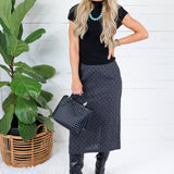Leigh Charcoal Dottie Pencil Skirt Compania Fantastica