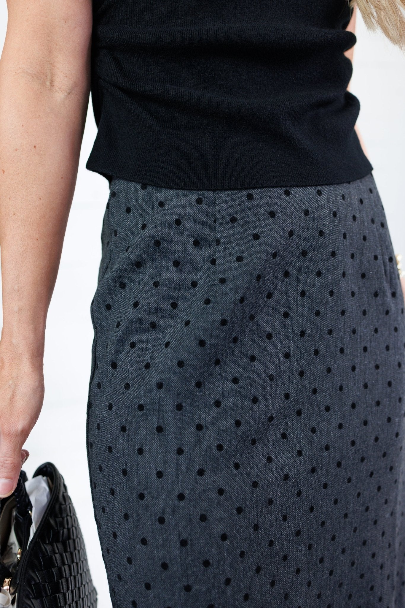 Leigh Charcoal Dottie Pencil Skirt Compania Fantastica