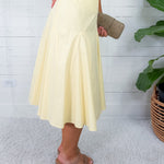 Lemon Godet Pleated Midi Skirt Le Lis 