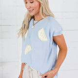 Lemon Patch Baby Blue Sleeveless Sweater Sunday Edition