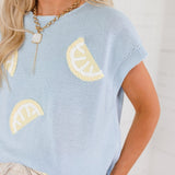 Lemon Patch Baby Blue Sleeveless Sweater Sunday Edition