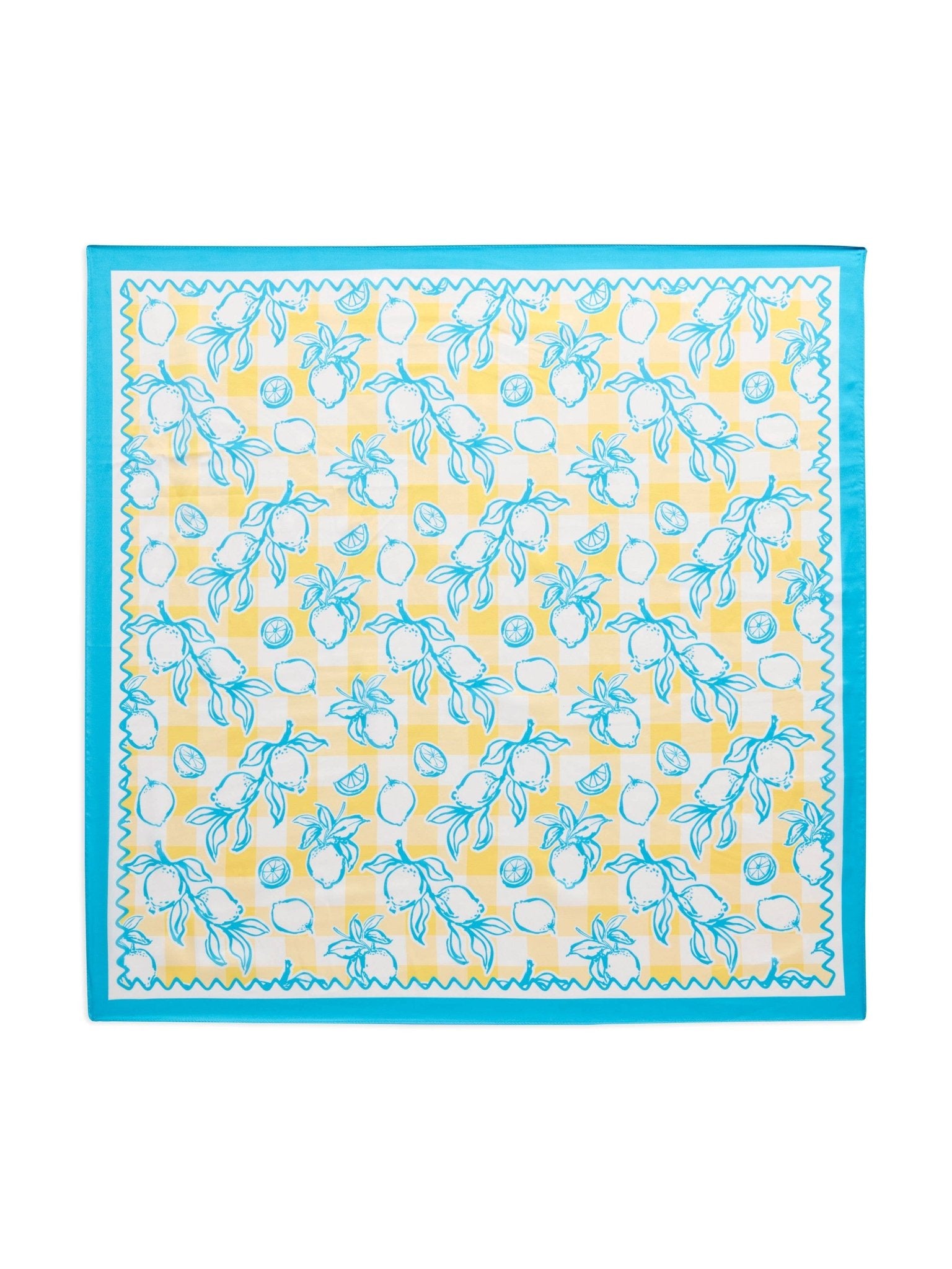 Lemons in Yellow + Turquoise Silky Scarf - A3 Accessories - miscellanous - Clover + Bee
