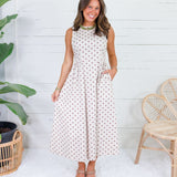 Lennie Ecru + Cocoa Dotty Dress - D1 Dresses - Maxi - Clover + Bee