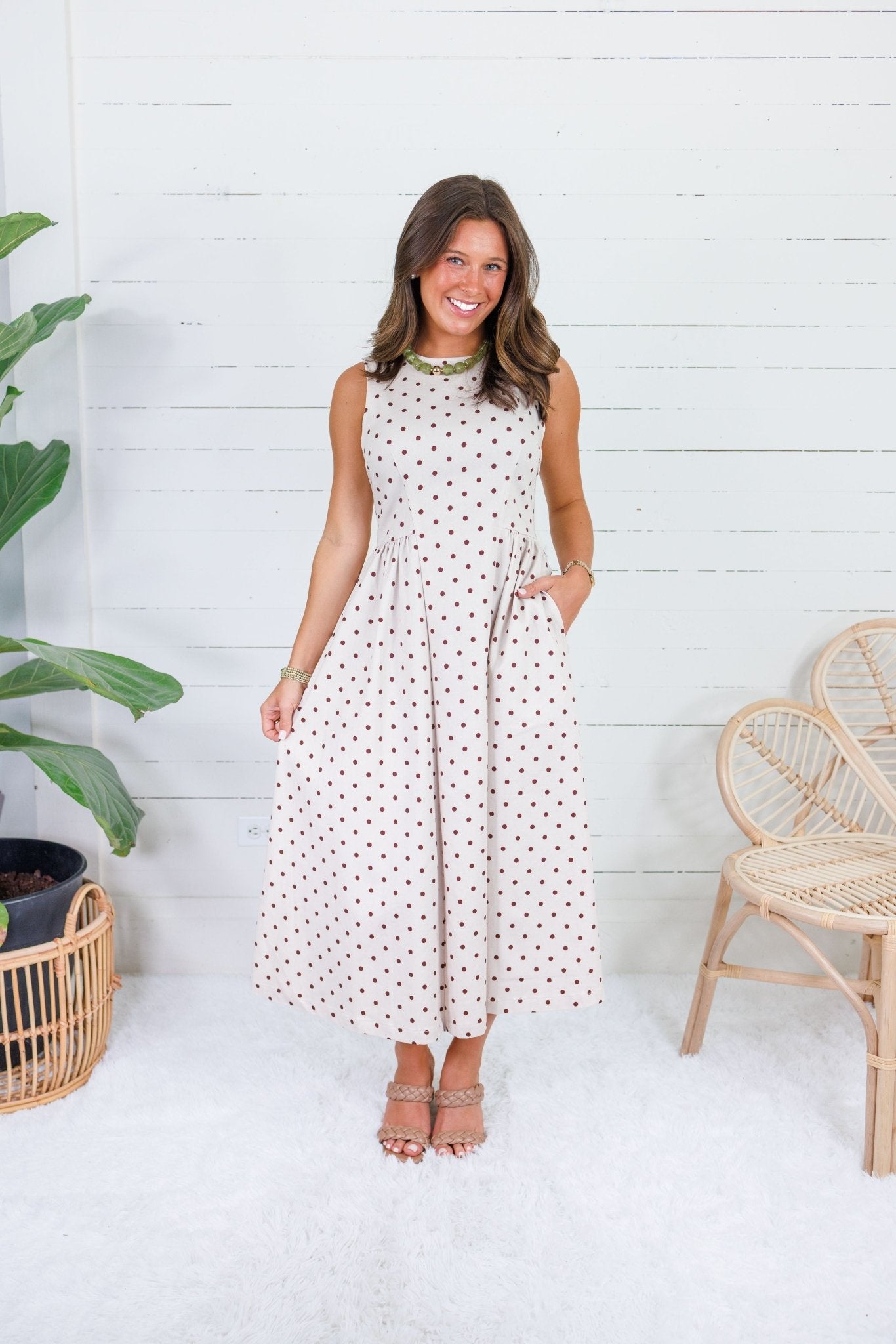 Lennie Ecru + Cocoa Dotty Dress - D1 Dresses - Maxi - Clover + Bee