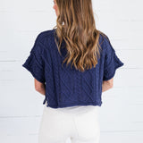 Leon Navy Cable Sweater Le Lis