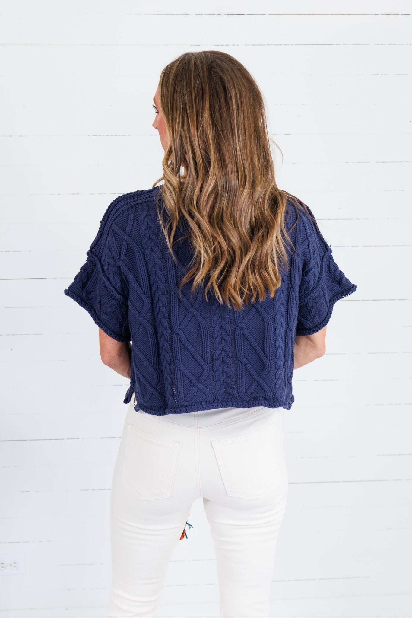 Leon Navy Cable Sweater Le Lis