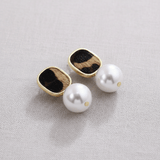 Leopard + Pearl Bow Earrings - A3 Accessories - Jewelry - Earrings - Clover + Bee