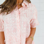 Libby Pink Eyelet Puff Sleeve Top