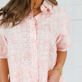 Libby Pink Eyelet Puff Sleeve Top